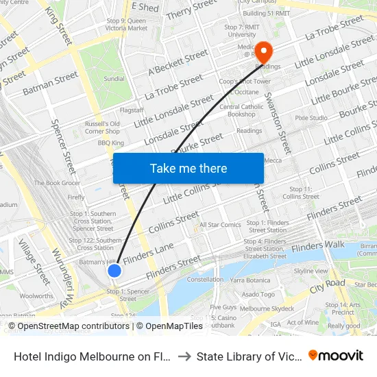 Hotel Indigo Melbourne on Flinders to State Library of Victoria map