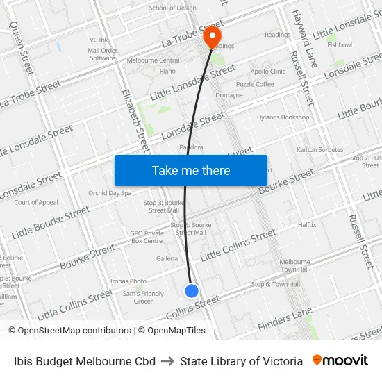 Ibis Budget Melbourne Cbd to State Library of Victoria map