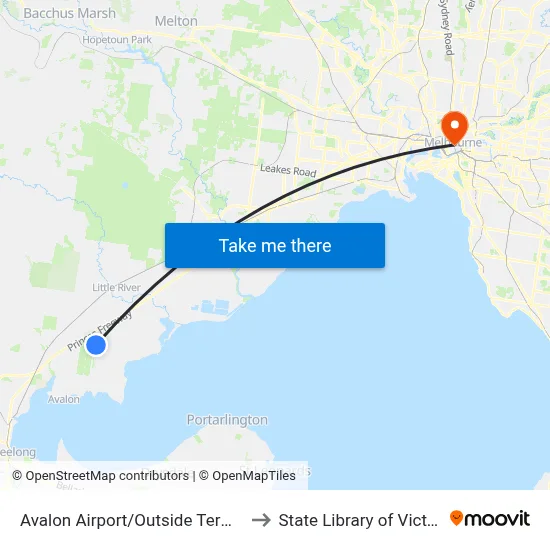 Avalon Airport/Outside Terminal to State Library of Victoria map