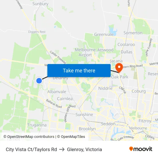 City Vista Ct/Taylors Rd to Glenroy, Victoria map