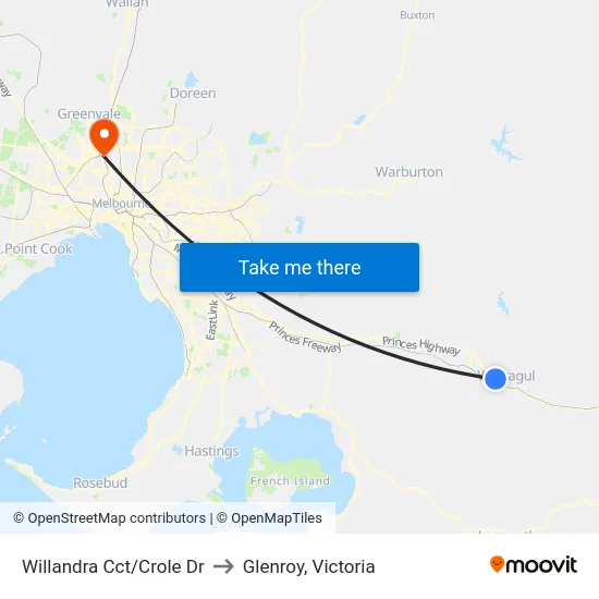Willandra Cct/Crole Dr to Glenroy, Victoria map
