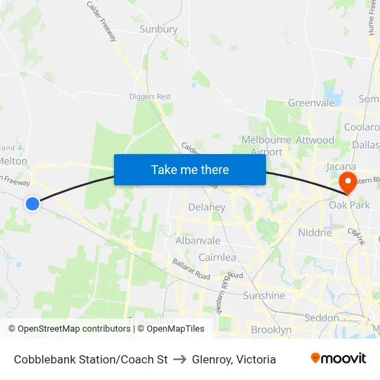 Cobblebank Station/Coach St to Glenroy, Victoria map