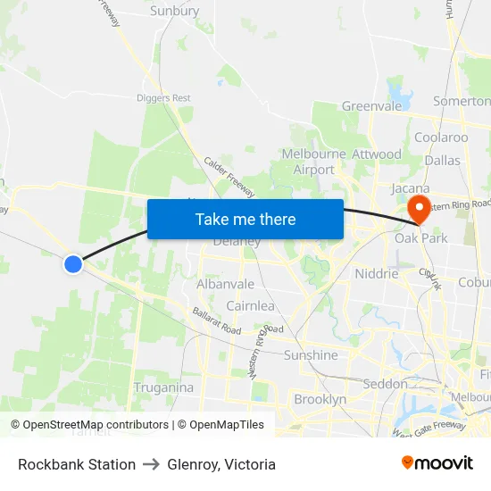 Rockbank Station to Glenroy, Victoria map