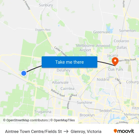 Aintree Town Centre/Fields St to Glenroy, Victoria map