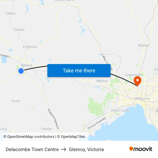 Delacombe Town Centre to Glenroy, Victoria map