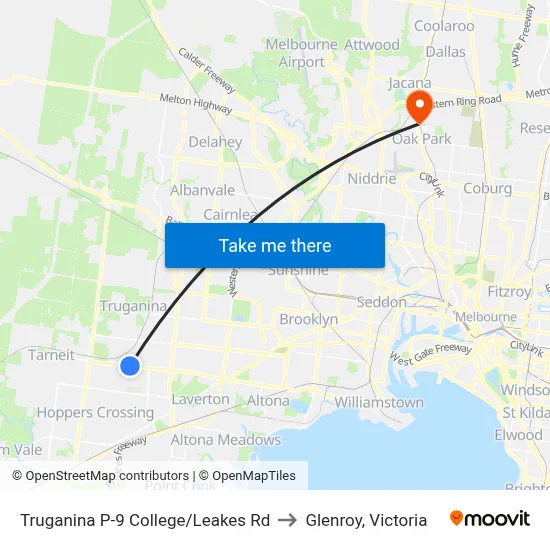 Truganina P-9 College/Leakes Rd to Glenroy, Victoria map