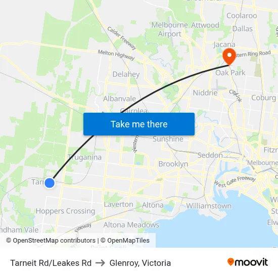 Tarneit Rd/Leakes Rd to Glenroy, Victoria map