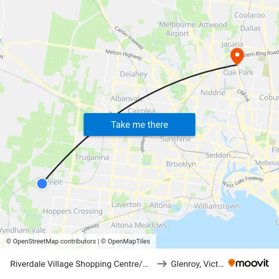 Riverdale Village Shopping Centre/Davis Rd to Glenroy, Victoria map