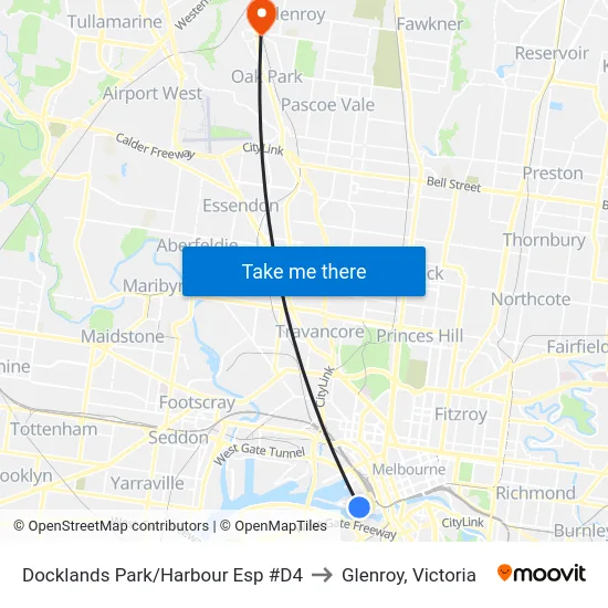 Docklands Park/Harbour Esp #D4 to Glenroy, Victoria map