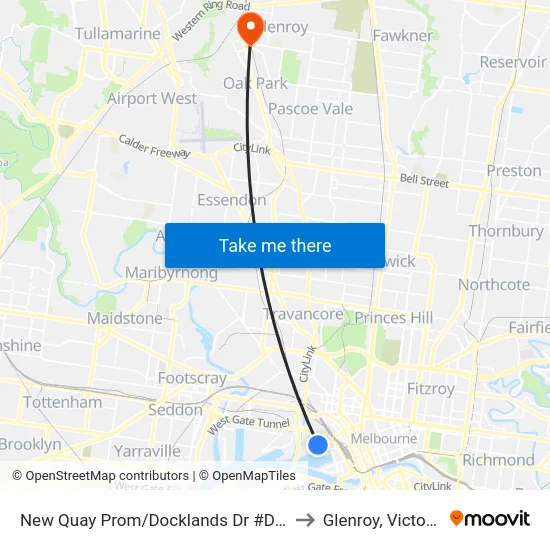 New Quay Prom/Docklands Dr #D10 to Glenroy, Victoria map