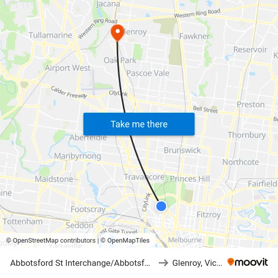 Abbotsford St Interchange/Abbotsford St #19 to Glenroy, Victoria map