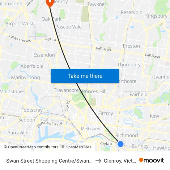 Swan Street Shopping Centre/Swan St #10 to Glenroy, Victoria map