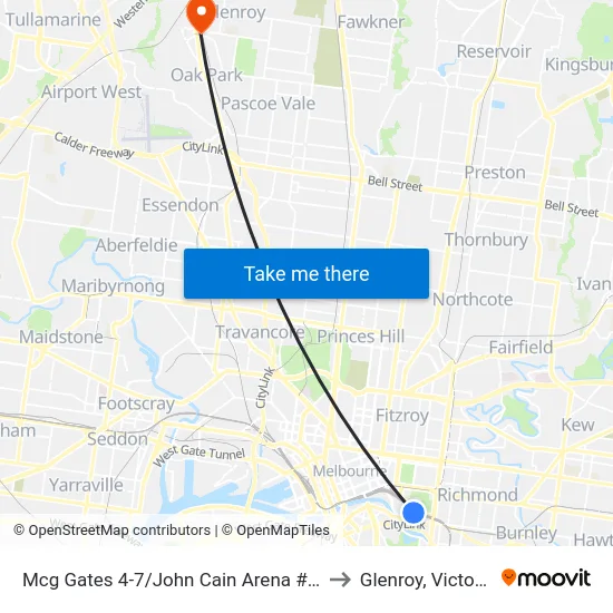 Mcg Gates 4-7/John Cain Arena #7c to Glenroy, Victoria map