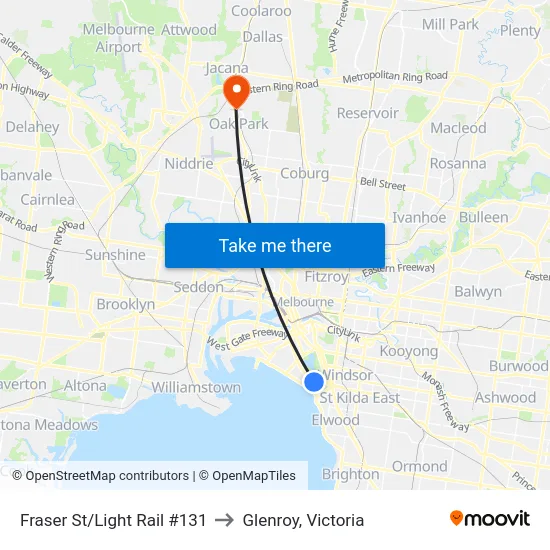 Fraser St/Light Rail #131 to Glenroy, Victoria map