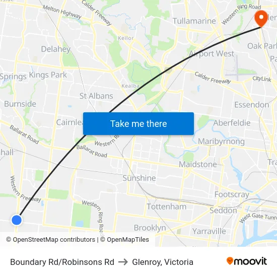 Boundary Rd/Robinsons Rd to Glenroy, Victoria map