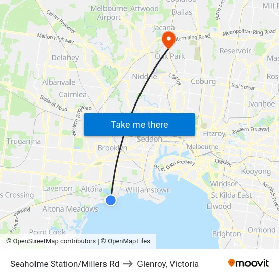 Seaholme Station/Millers Rd to Glenroy, Victoria map
