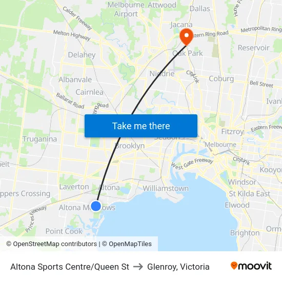 Altona Sports Centre/Queen St to Glenroy, Victoria map