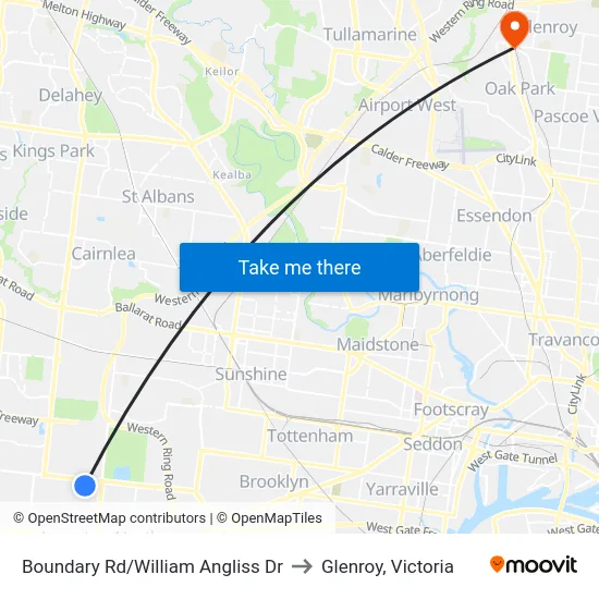 Boundary Rd/William Angliss Dr to Glenroy, Victoria map