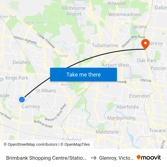 Brimbank Shopping Centre/Station Rd to Glenroy, Victoria map