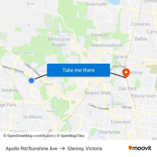 Apollo Rd/Sunshine Ave to Glenroy, Victoria map