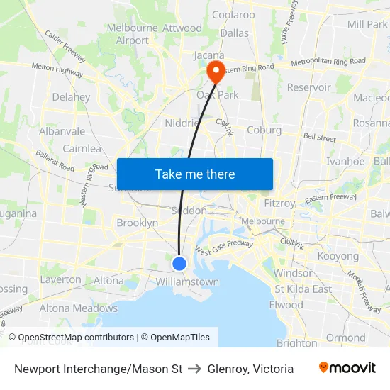 Newport Interchange/Mason St to Glenroy, Victoria map