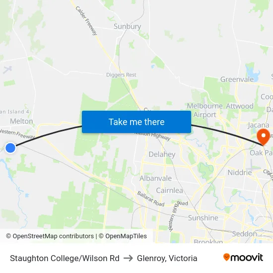 Staughton College/Wilson Rd to Glenroy, Victoria map