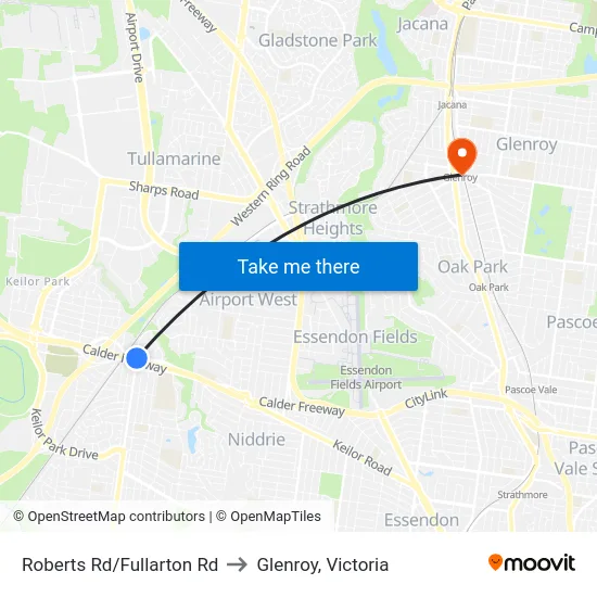 Roberts Rd/Fullarton Rd to Glenroy, Victoria map