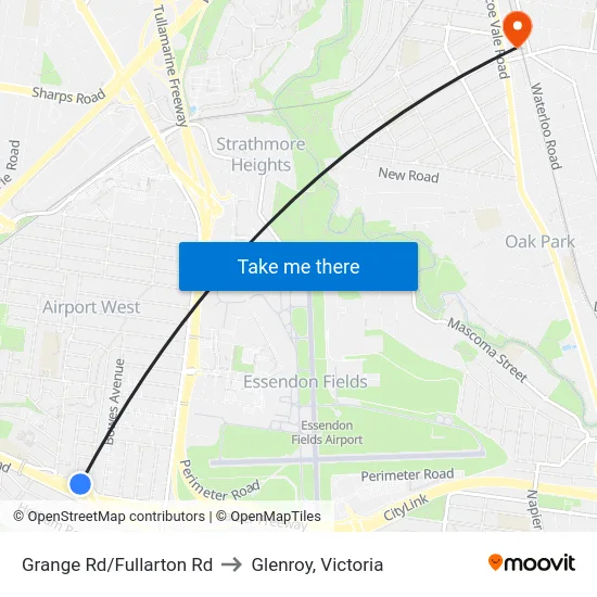 Grange Rd/Fullarton Rd to Glenroy, Victoria map