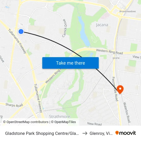 Gladstone Park Shopping Centre/Gladstone Park Dr to Glenroy, Victoria map