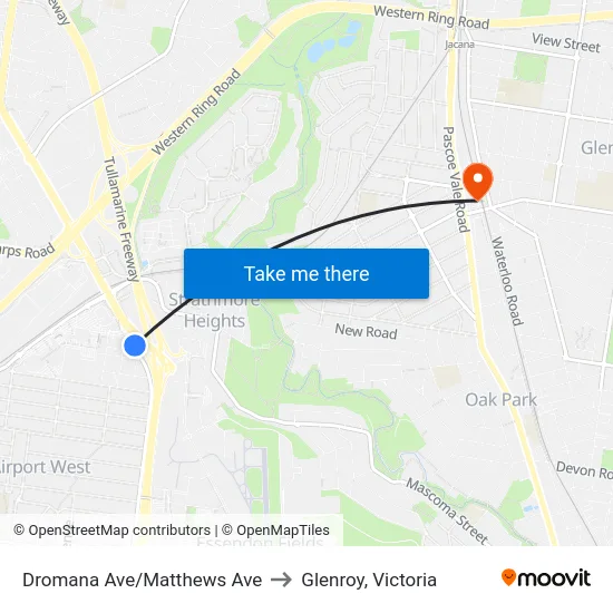 Dromana Ave/Matthews Ave to Glenroy, Victoria map