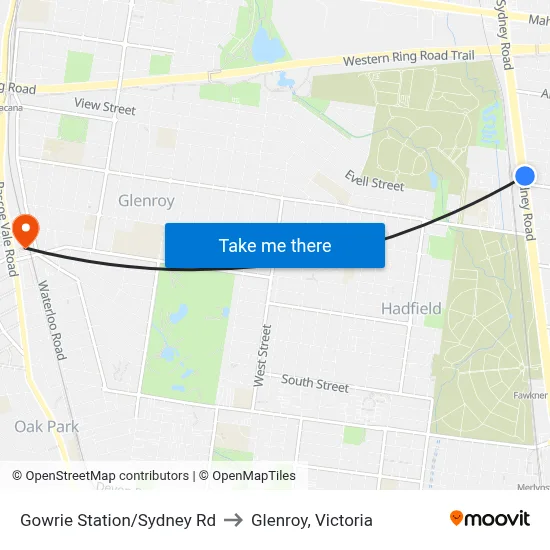 Gowrie Station/Sydney Rd to Glenroy, Victoria map