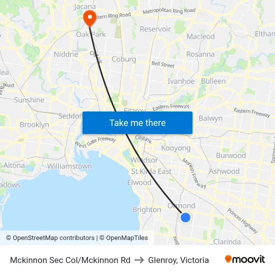 Mckinnon Sec Col/Mckinnon Rd to Glenroy, Victoria map
