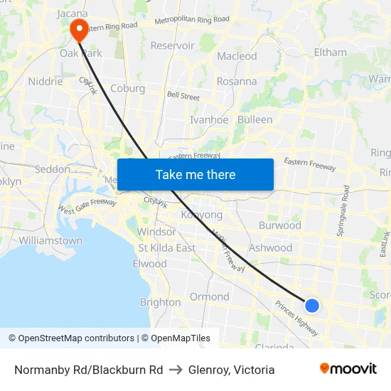 Normanby Rd/Blackburn Rd to Glenroy, Victoria map