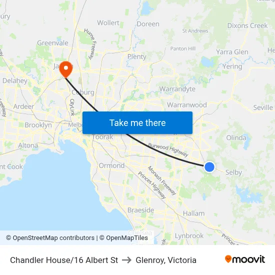 Chandler House/16 Albert St to Glenroy, Victoria map