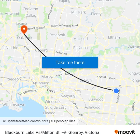 Blackburn Lake Ps/Milton St to Glenroy, Victoria map