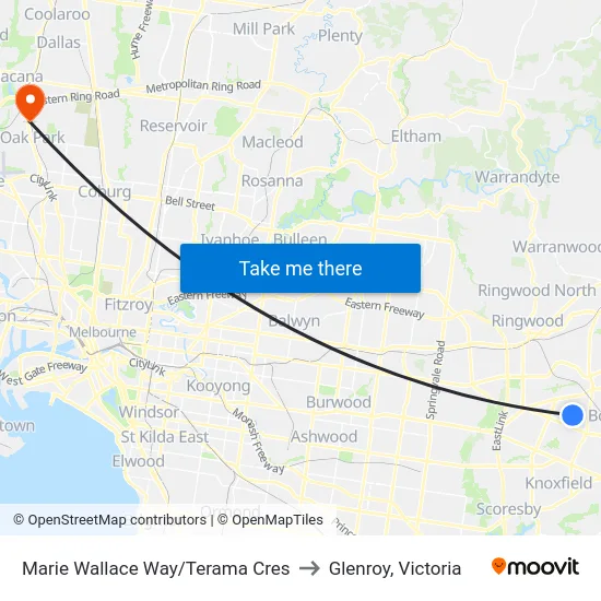 Marie Wallace Way/Terama Cres to Glenroy, Victoria map