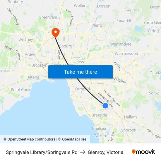 Springvale Library/Springvale Rd to Glenroy, Victoria map