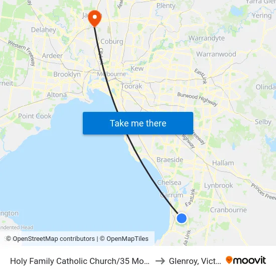 Holy Family Catholic Church/35 Moreton St to Glenroy, Victoria map