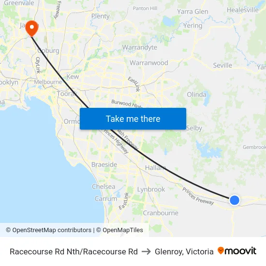 Racecourse Rd Nth/Racecourse Rd to Glenroy, Victoria map