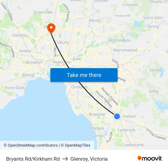 Bryants Rd/Kirkham Rd to Glenroy, Victoria map