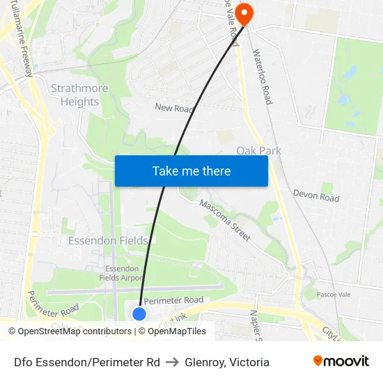 Dfo Essendon/Perimeter Rd to Glenroy, Victoria map
