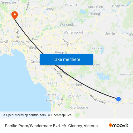 Pacific Prom/Windermere Bvd to Glenroy, Victoria map