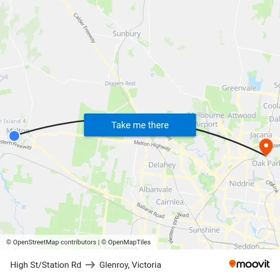 High St/Station Rd to Glenroy, Victoria map