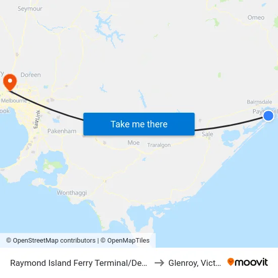 Raymond Island Ferry Terminal/Devon Rd to Glenroy, Victoria map