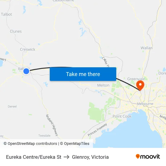 Eureka Centre/Eureka St to Glenroy, Victoria map
