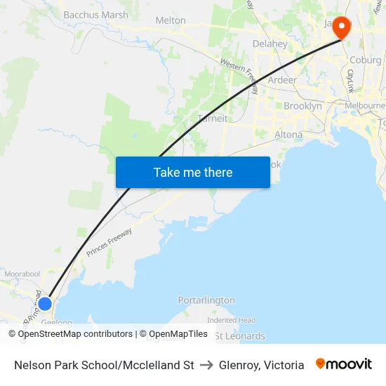 Nelson Park School/Mcclelland St to Glenroy, Victoria map