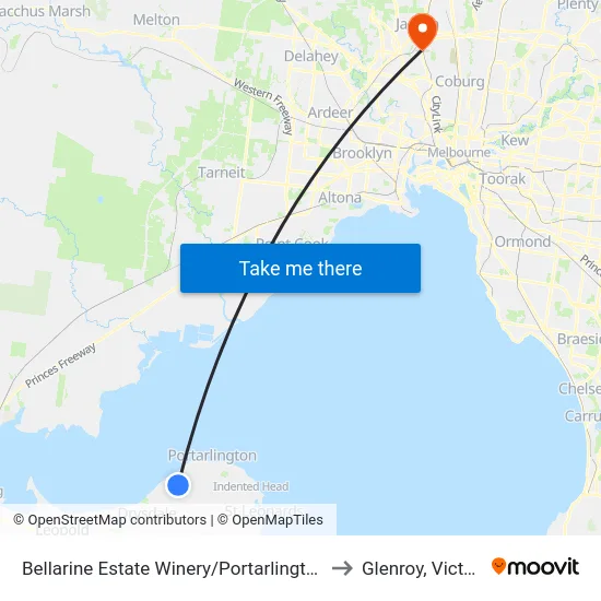 Bellarine Estate Winery/Portarlington Rd to Glenroy, Victoria map