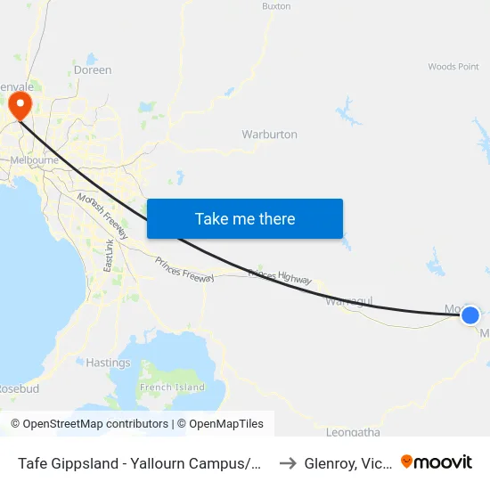 Tafe Gippsland - Yallourn Campus/Monash Rd to Glenroy, Victoria map