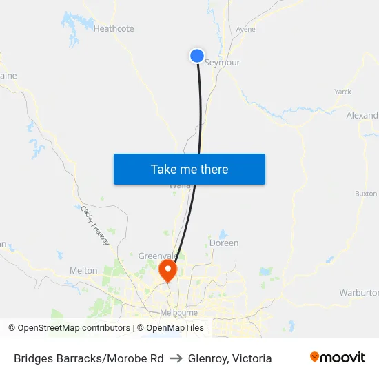 Bridges Barracks/Morobe Rd to Glenroy, Victoria map