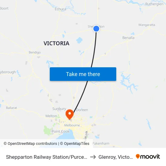 Shepparton Railway Station/Purcell St to Glenroy, Victoria map